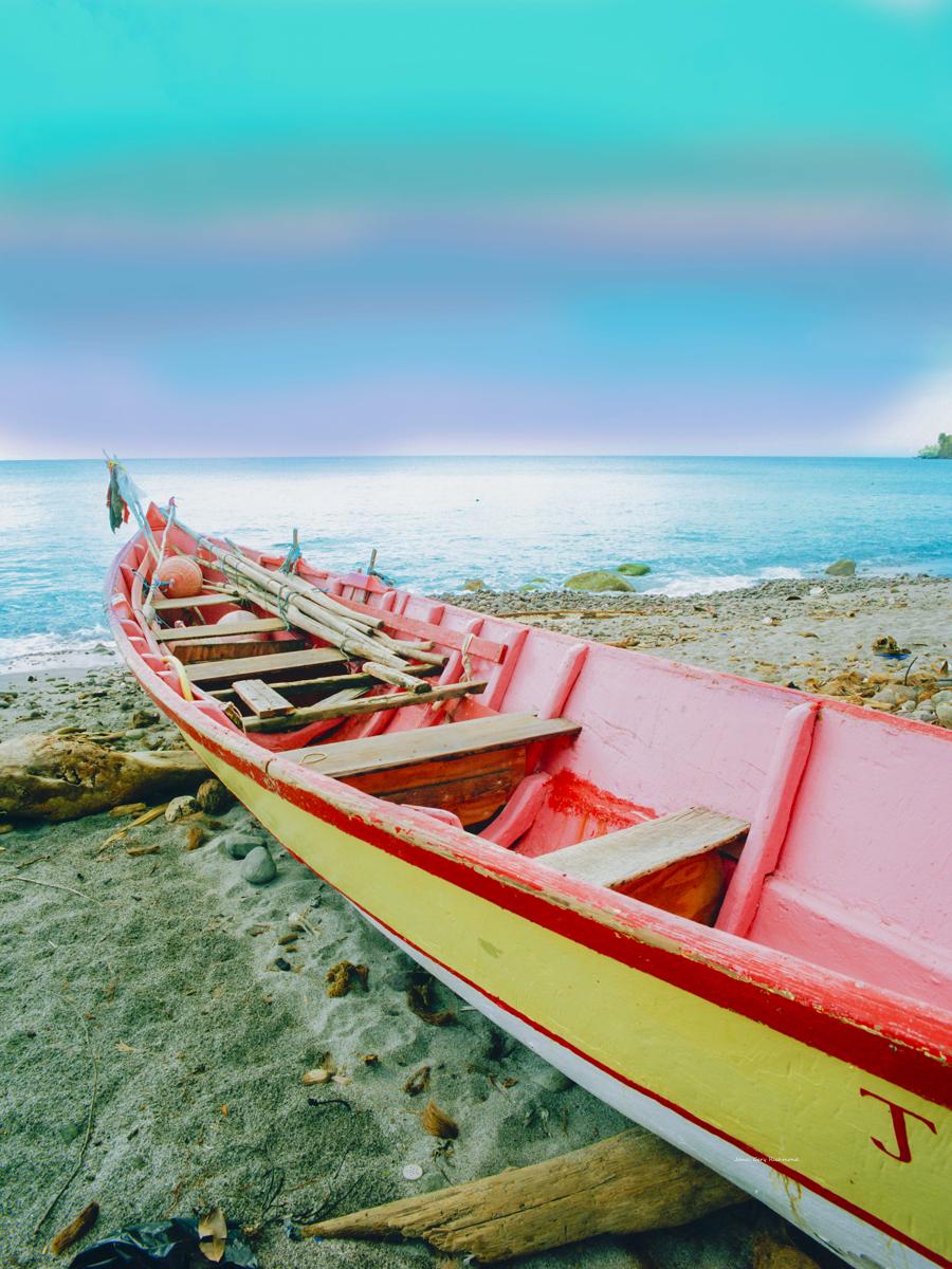 12525 seascape, caribbean, fishing village boats, painted sky,, .jpg