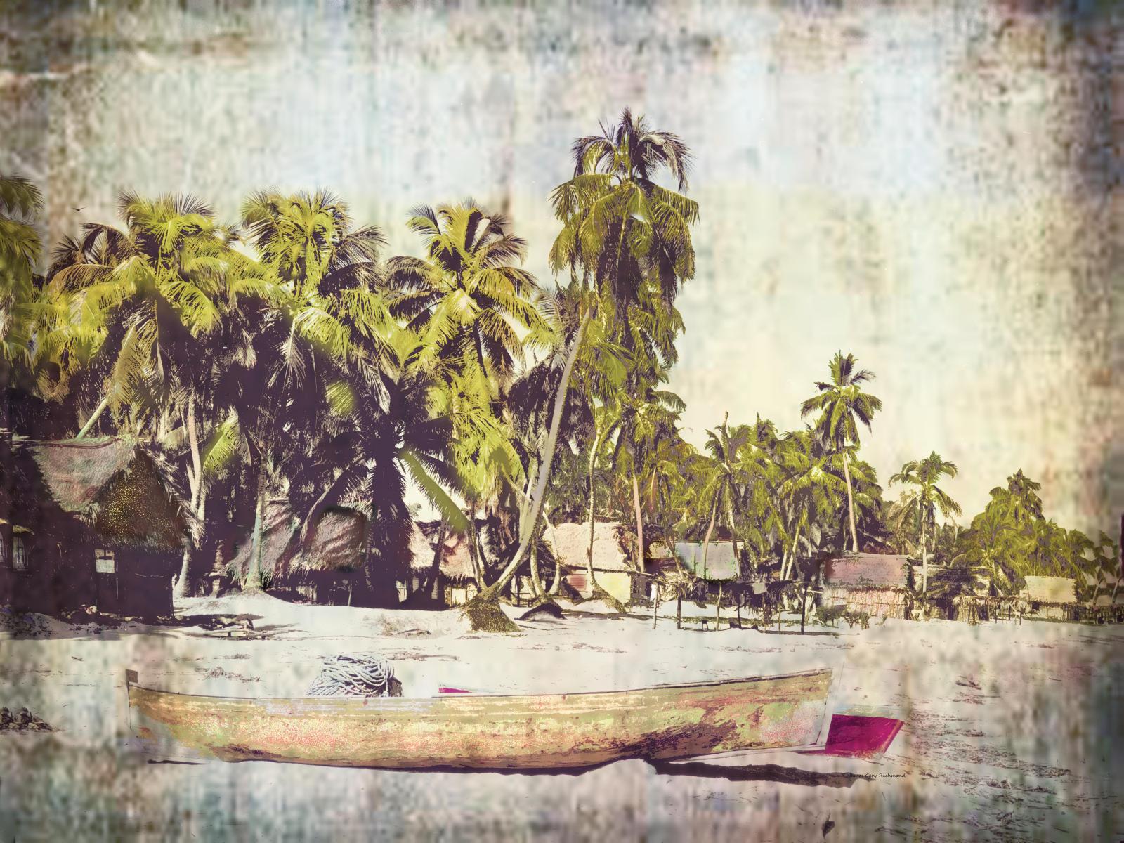57965 seascape, vintage, boats, fishing village, caribbean,, .jpg