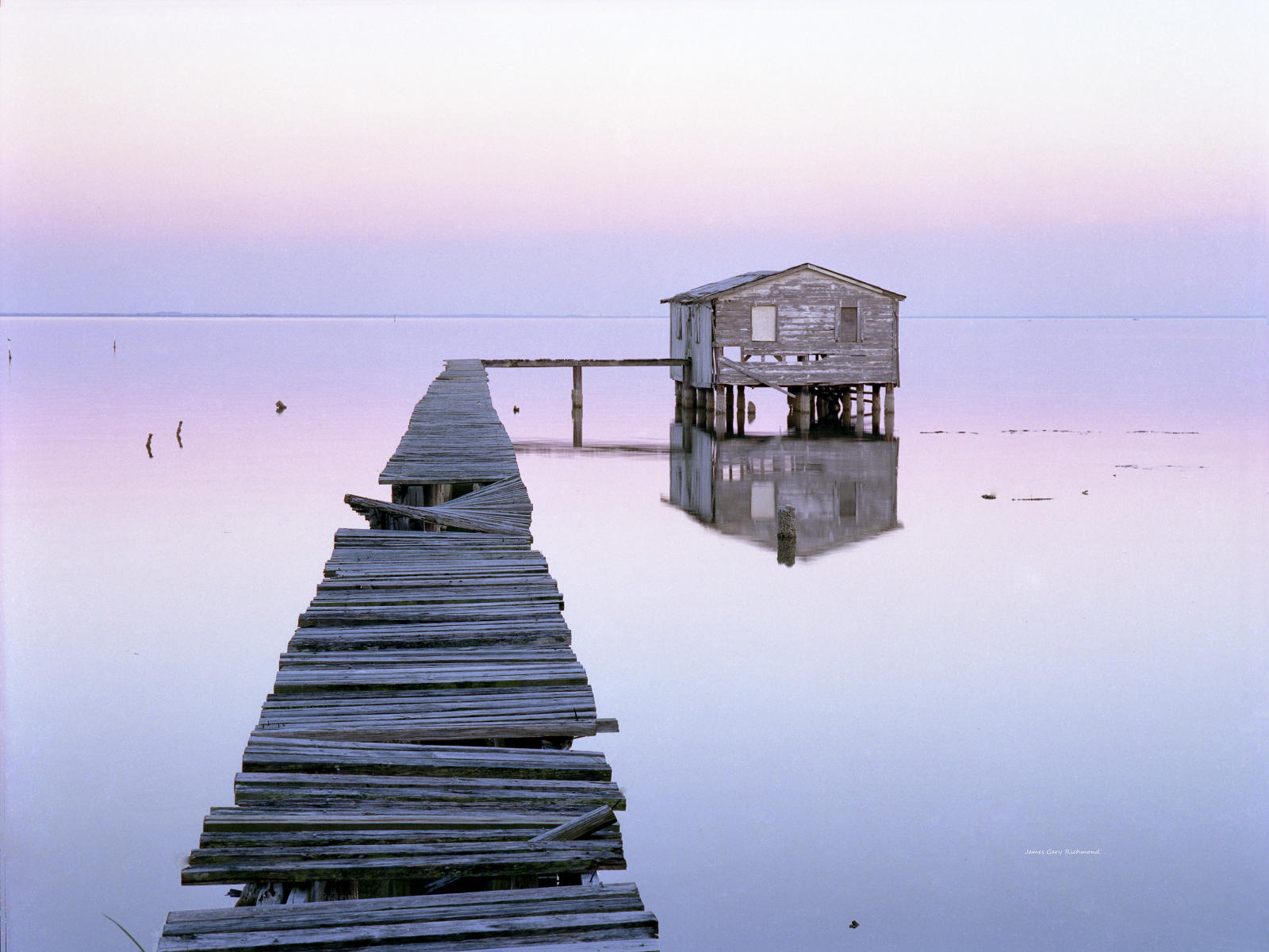 13231 seascape, nature, calm waters, old dock, sunrise, .jpg