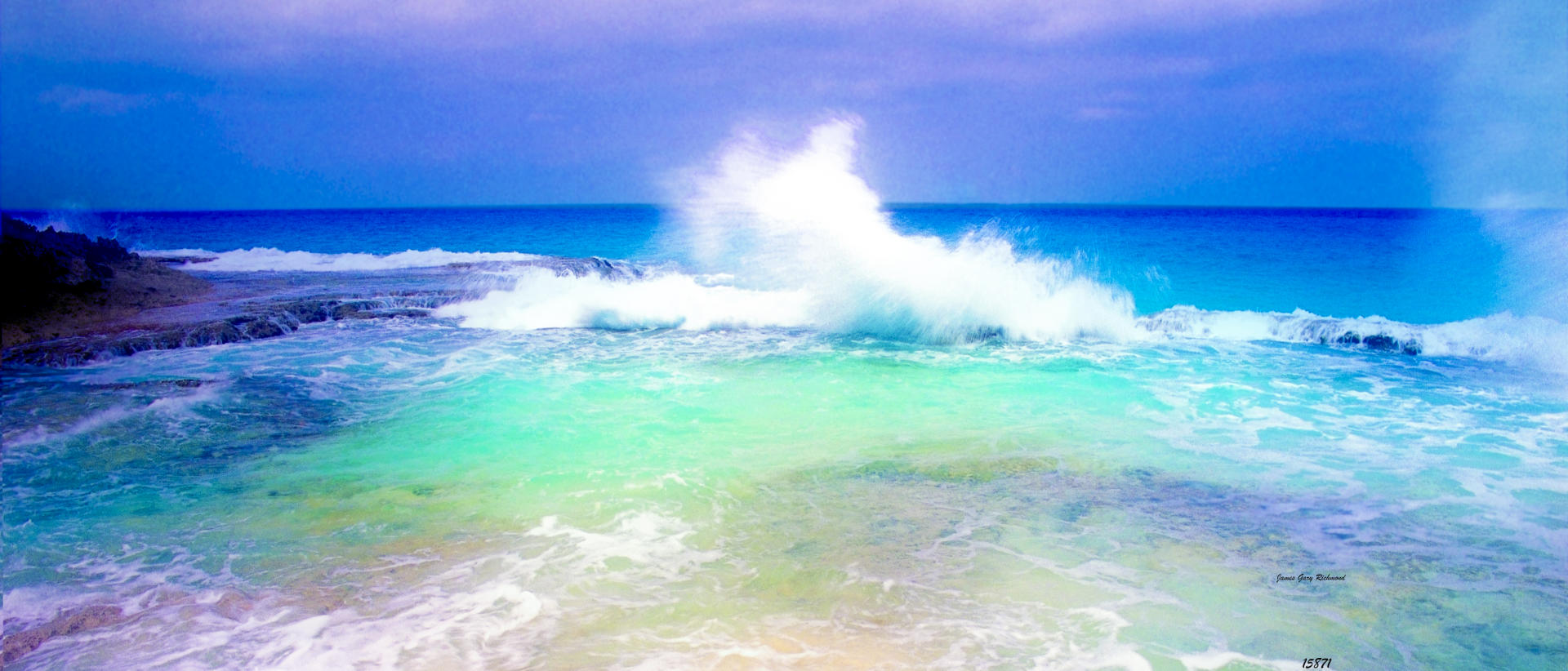 15871 tidal pool seascape, crashing wave, caribbean, tropical .jpg