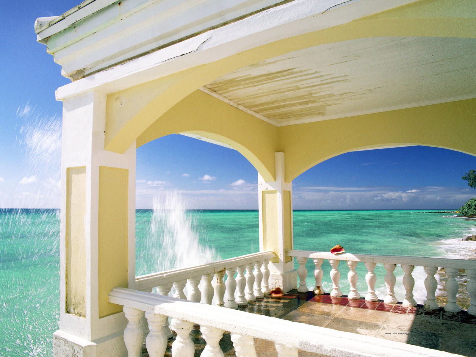 17903 seascape, tropical, gazebo, seascape, surf, caribbean .jpg