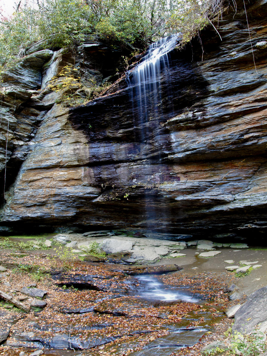 32243 nature, waterfall, rock wall, fall leaf change, .jpg