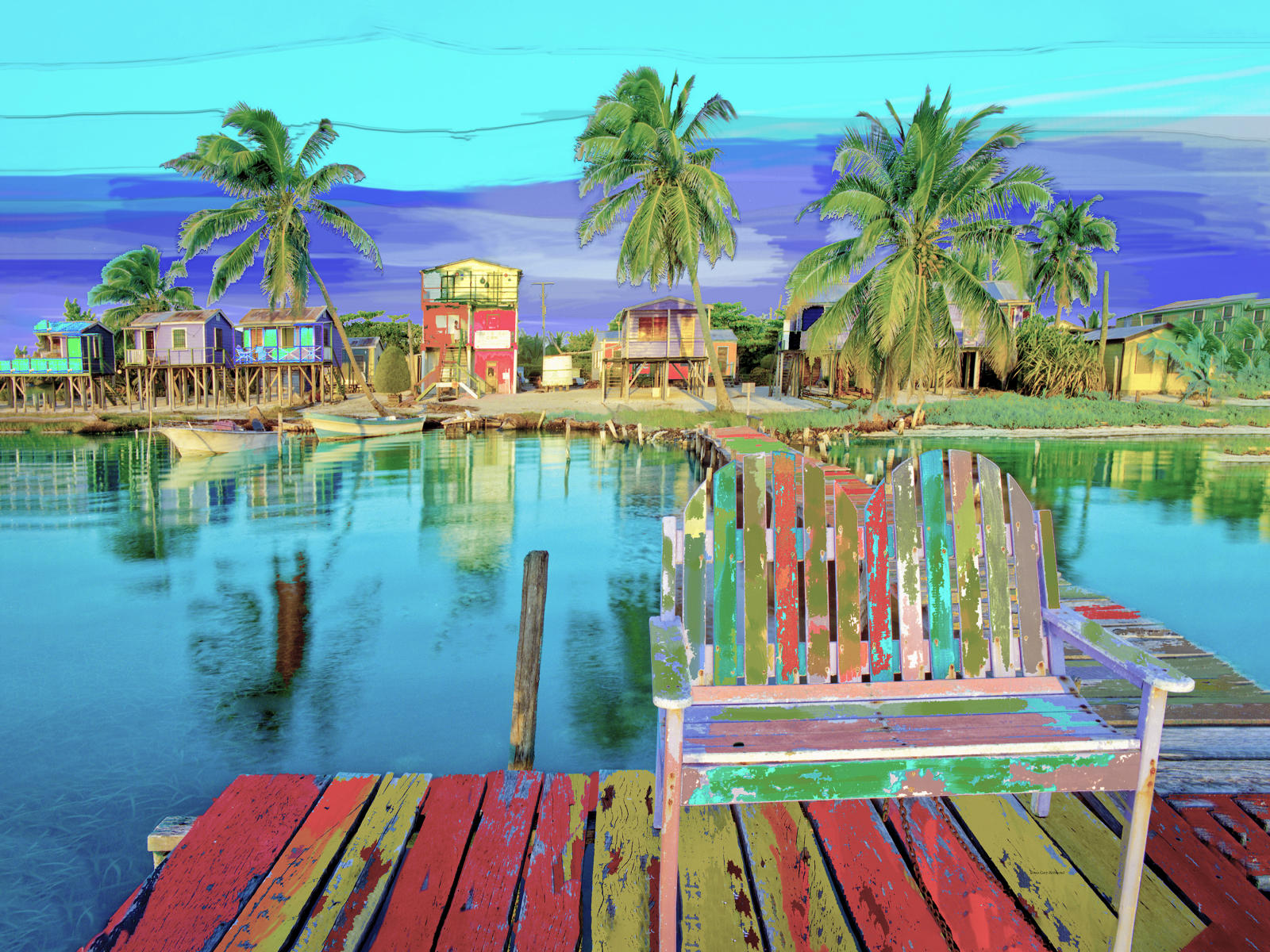 34293  seascape, painted, caribbean, dock  belize  flat 9x12.jpg