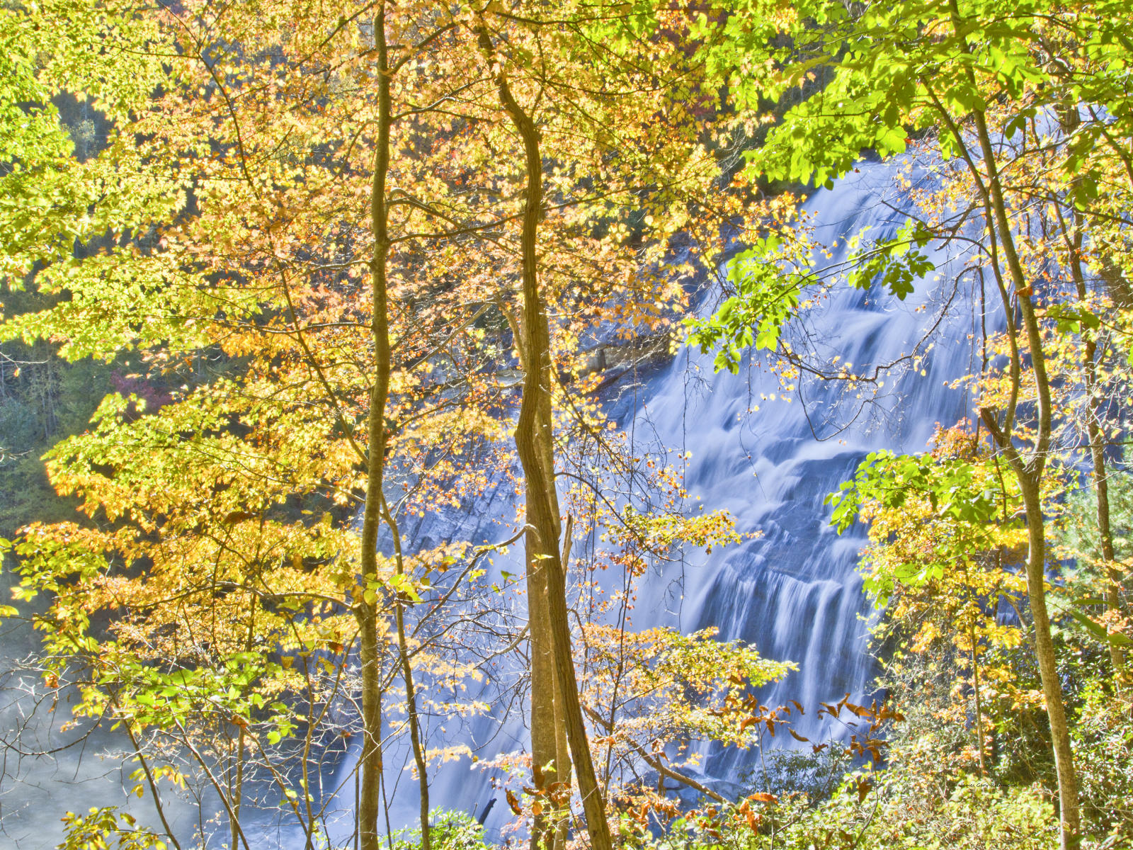 38297 north carolina rainbow falls, waterfalls, fall color leaf change, .jpg