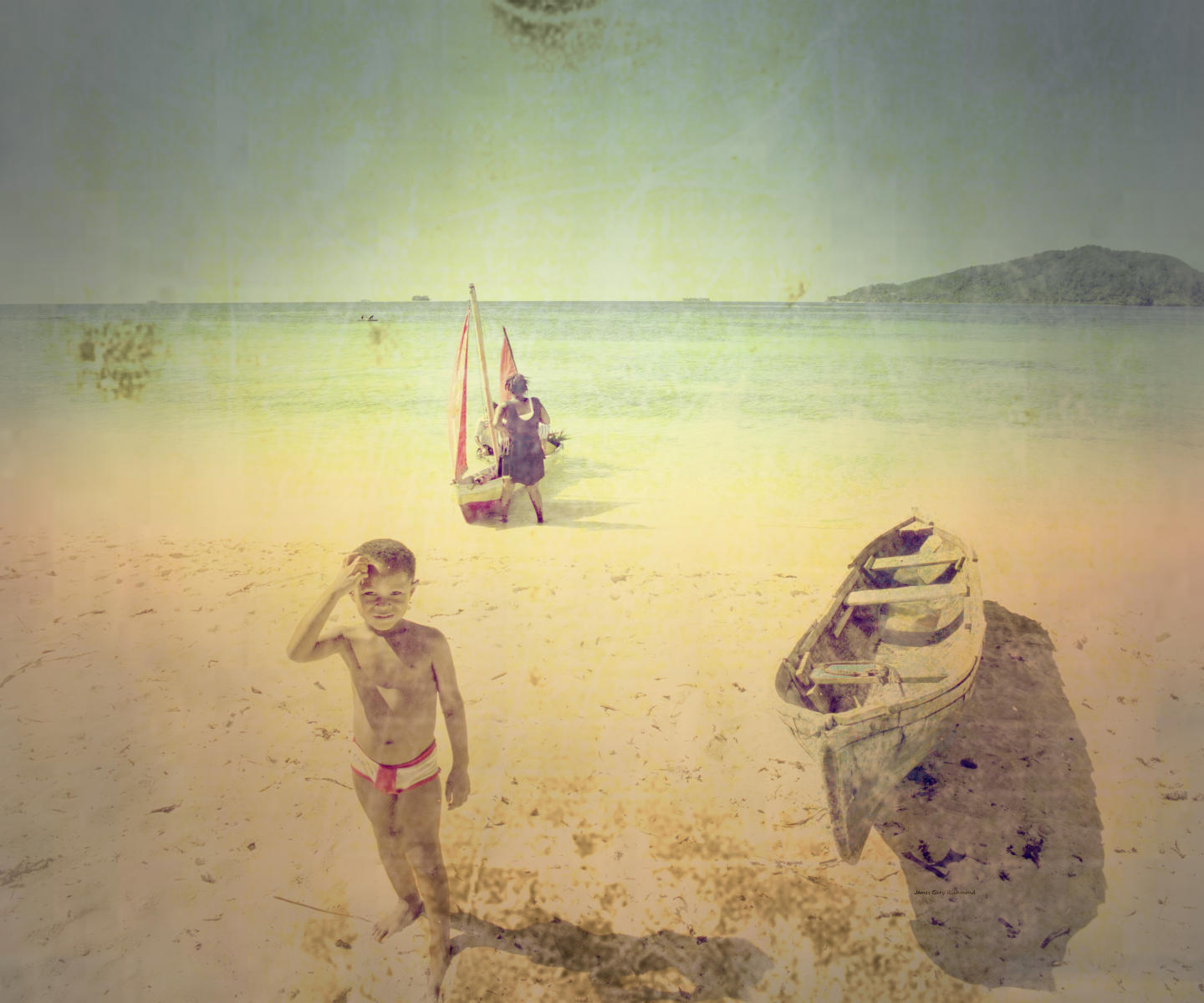 57966 seascape, lifestyle, vintage, boats, children, caribbean, Islands, .jpg