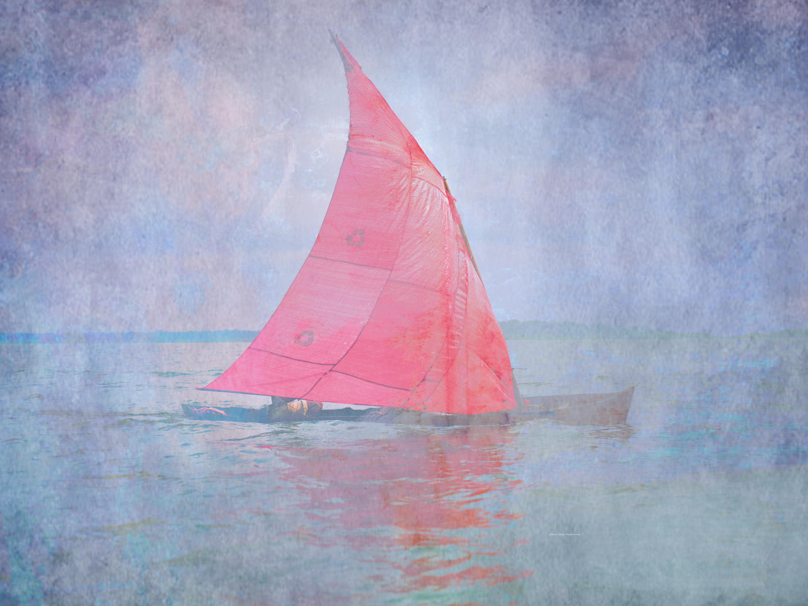 59296 seascape, open water, fog,  old sailboat vintage 9x12.jpg